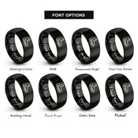 font options for inside engraving on black crampons rings