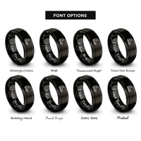 font options for inside engraving on black crampons rings