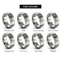 font options for inside engraving on grey crampons rings