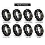 font options for inside engraving on black & grey crane hook rings