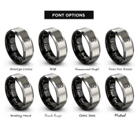 font options for inside engraving on black & grey crane hook rings