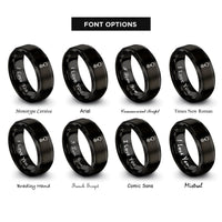 font options for inside engraving on black crane hook rings