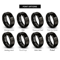 font options for inside engraving on black crane hook rings