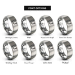 font options for inside engraving on grey crane operator silhouette rings