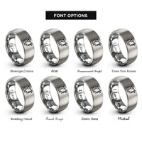 font options for inside engraving on grey crane operator silhouette rings