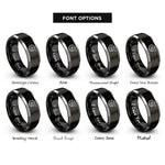 font options for inside engraving on black & silver crankset rings
