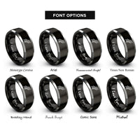 font options for inside engraving on black & silver crankshaft rings