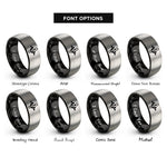 font options for inside engraving on black & gray crankshaft rings