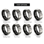 font options for inside engraving on black & silver crash cymbal drumstick rings