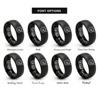 font options for inside engraving on black crash cymbal drumstick rings
