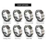 font options for inside engraving on silver crash cymbal drumstick rings