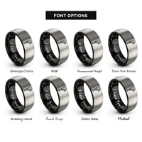 font options for inside engraving on black & grey crescendo mark rings