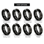 font options for inside engraving on black & silver crescendo mark rings