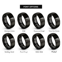 font options for inside engraving on black crescendo mark rings