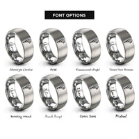 font options for inside engraving on gray crescendo mark rings