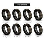 font options for inside engraving on gunmetal & black crescendo mark rings