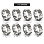 font options for inside engraving on gray crescent bats rings