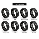 font options for inside engraving on black crescent eye rings