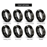 font options for inside engraving on black & gray crescent moon bat rings
