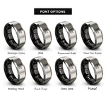 font options for inside engraving on black & silver crescent moon bat rings