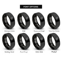 font options for inside engraving on black crescent moon bat rings