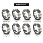 font options for inside engraving on gray crescent moon bat rings