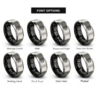 font options for inside engraving on black & grey crescent moon bats rings