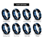 font options for inside engraving on blue & grey crescent moon rings