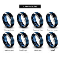 font options for inside engraving on blue & grey crescent moon rings