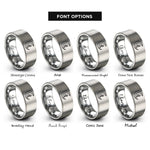 font options for inside engraving on grey crescent moon crystals rings