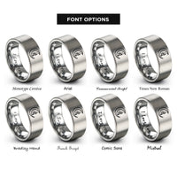 font options for inside engraving on grey crescent moon crystals rings