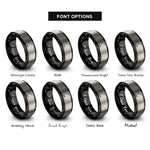 font options for inside engraving on black & gray crescent moon face rings