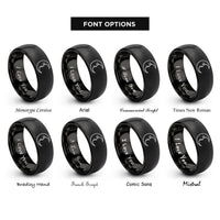 font options for inside engraving on black crescent moon face rings