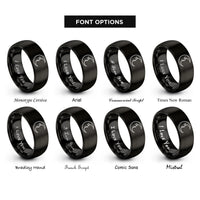 font options for inside engraving on black crescent moon face rings