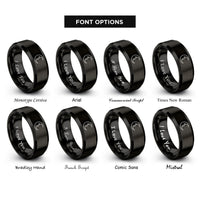 font options for inside engraving on black crescent moon face rings