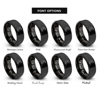 font options for inside engraving on black crescent moon face rings