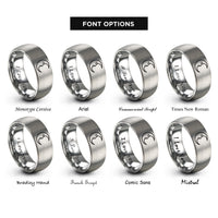 font options for inside engraving on silver crescent moon face rings