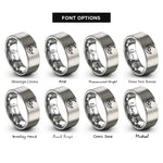 font options for inside engraving on gray crescent moon rings