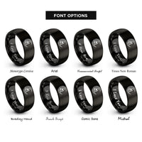 font options for inside engraving on black crescent moon skull rings