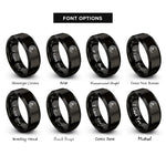 font options for inside engraving on black crescent moon skull rings