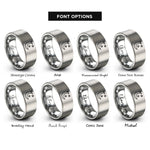 font options for inside engraving on silver crescent moon stars rings