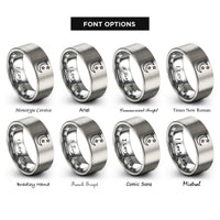 font options for inside engraving on silver crescent moon stars rings