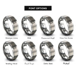 font options for inside engraving on grey crescent moon stars rings