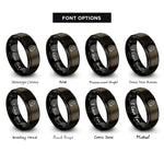 font options for inside engraving on gunmetal & black crescent moon stars rings