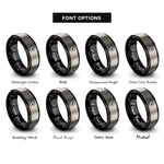 font options for inside engraving on black & gray crescent star circle rings
