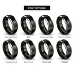 font options for inside engraving on black & gray crescent star circle rings