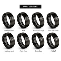 font options for inside engraving on black crescent star circle rings