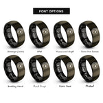font options for inside engraving on gunmetal & black crescent star circle rings