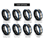 font options for inside engraving on black & blue & gray crescent stars rings