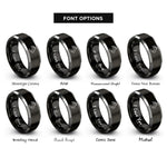 font options for inside engraving on black & silver crested guinea pig rings